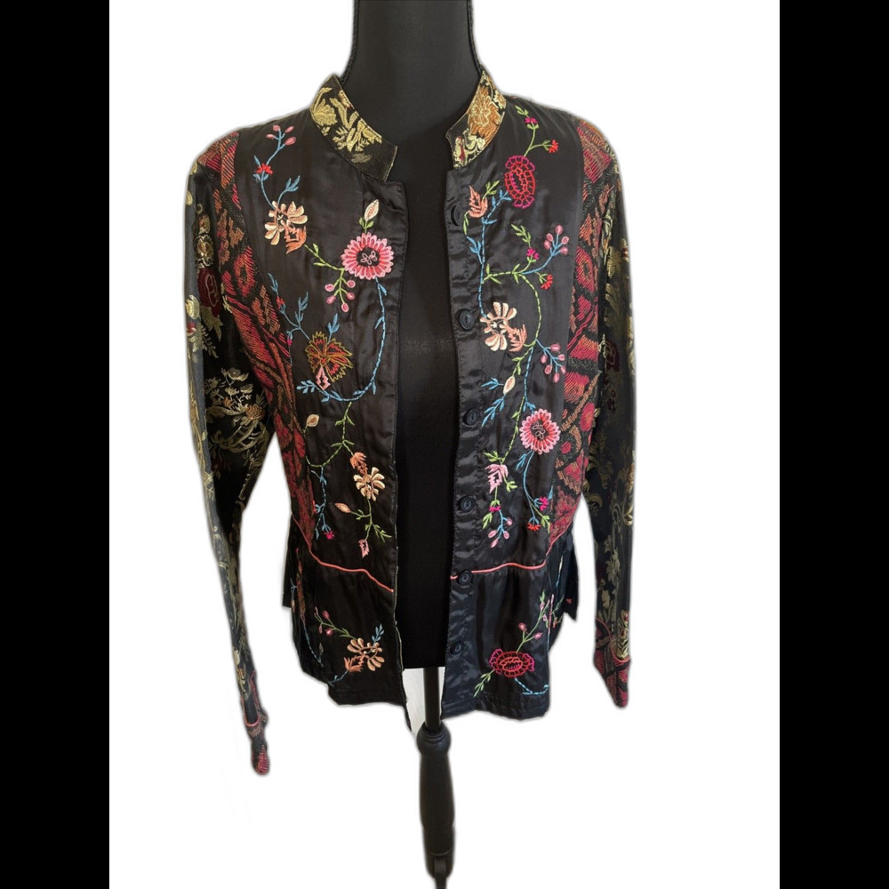 Vintage April Cornell Embroidered Tapestry Brocade Patchwork Jacket Size Small